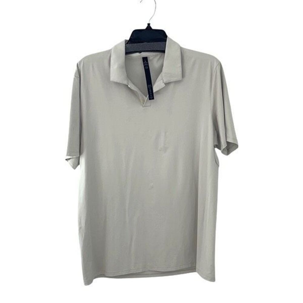 Lululemon Mens Collared Short Sleeve Warped Sense Polo Shirt Gray Stone Size Med